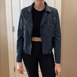 Navy blue faux leather jacket